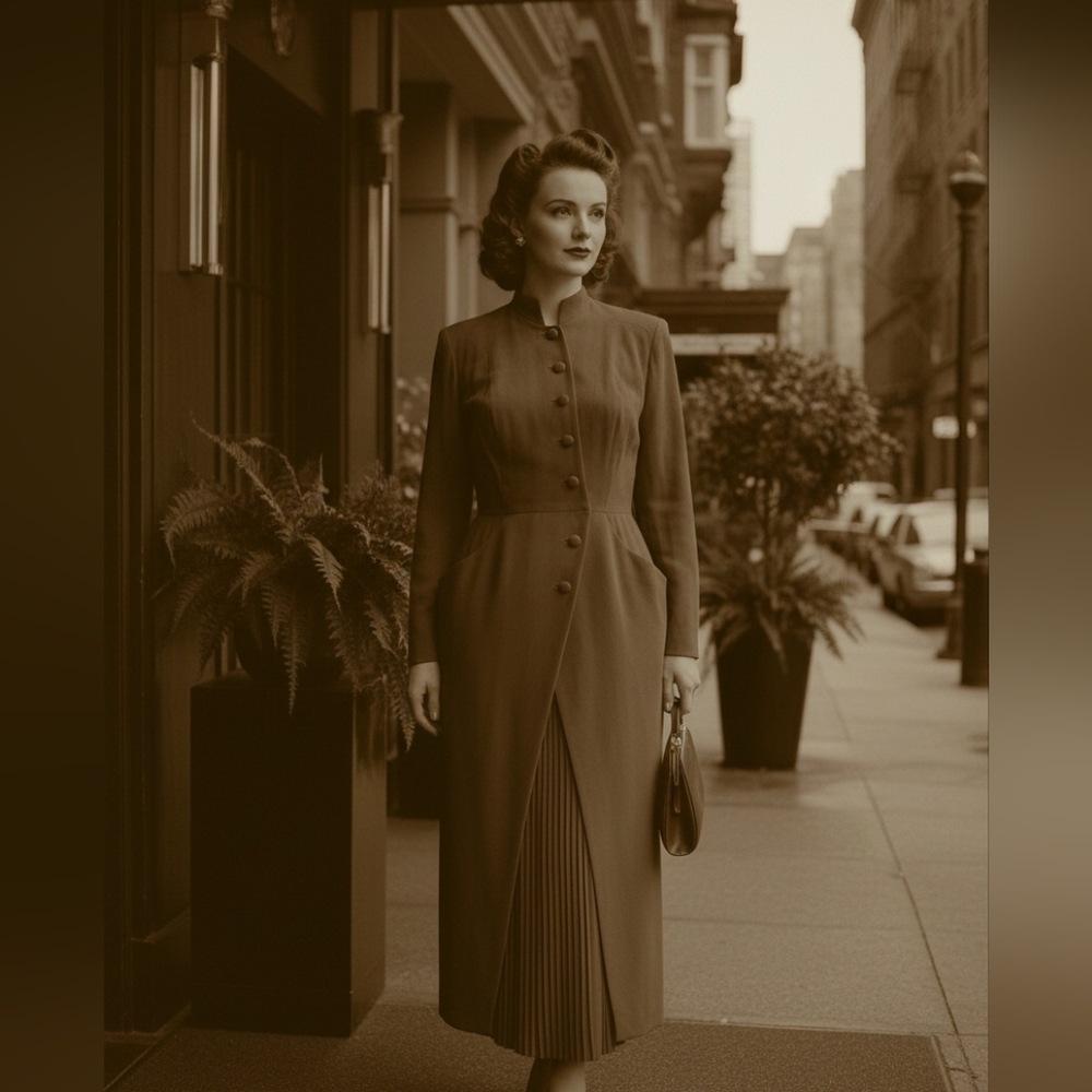Vintage 1940s Wiley Samuelson original Dress Brown - Picture 2 of 12